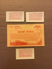 Champ Decals HO Scale Alphabet & Numeral Set L-140: Express Red 1/16”