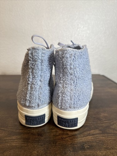 Converse High top Shearling Baby Blue Trainer Size UK6.5 Blue Suede G139GSTW - Picture 8 of 14