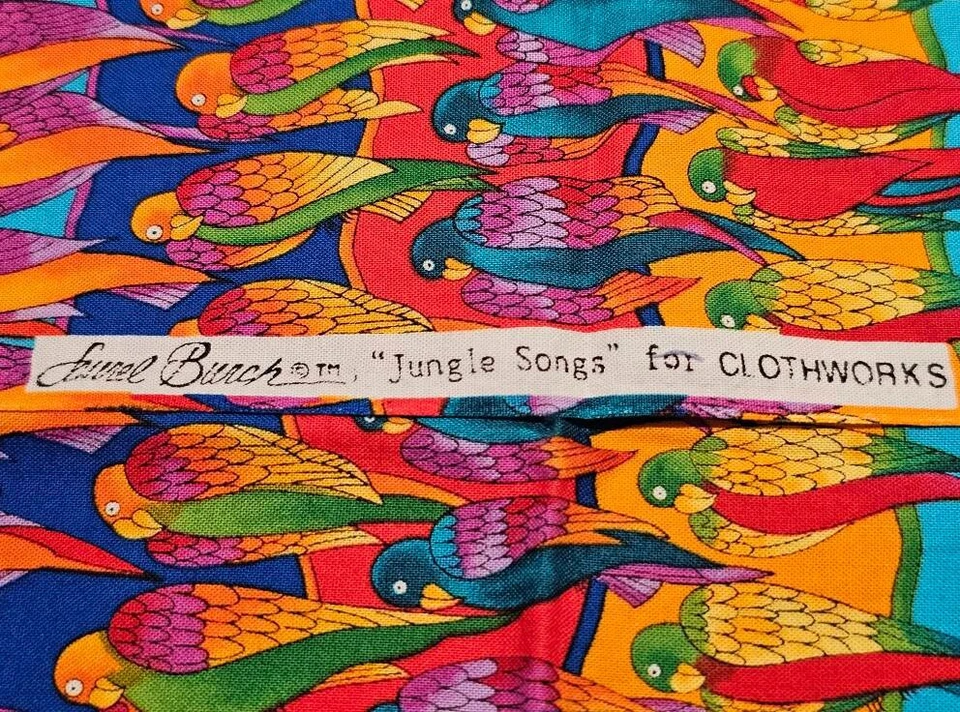 Jungle Songs for Clothworks LAUREL BURCH PARROTS 1/2 Yard 19x42 Bright Colors - Image 2 of 2