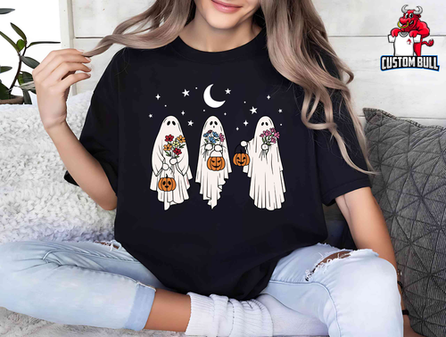 Floral Ghost Shirt, Halloween Ghost Shirt, Flower Ghost Shirt, Cute Ghost Shirt - Picture 3 of 14