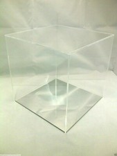 Cube Acrylic Display Presentation Box 5 Sided With Colour Perspex Base