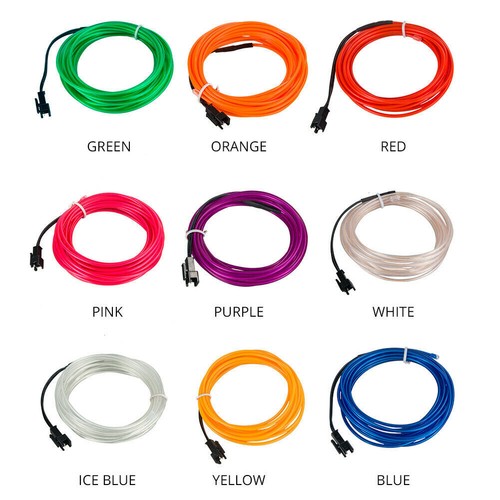 1M 2M 5M LED Neon Glow EL Wire Light Rope Car Party Decor + 3V 5V 12V Control - Picture 3 of 21