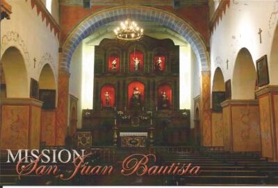 Mission San Juan Bautista CA Postcard Largest Church Altar Painted Sailor 6'' x 4
