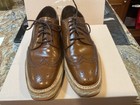 ✨Auth PRADA Wingtip Brogue TABACCO Leather Espadrille Platform Oxfords Size 39.5 — photo 2