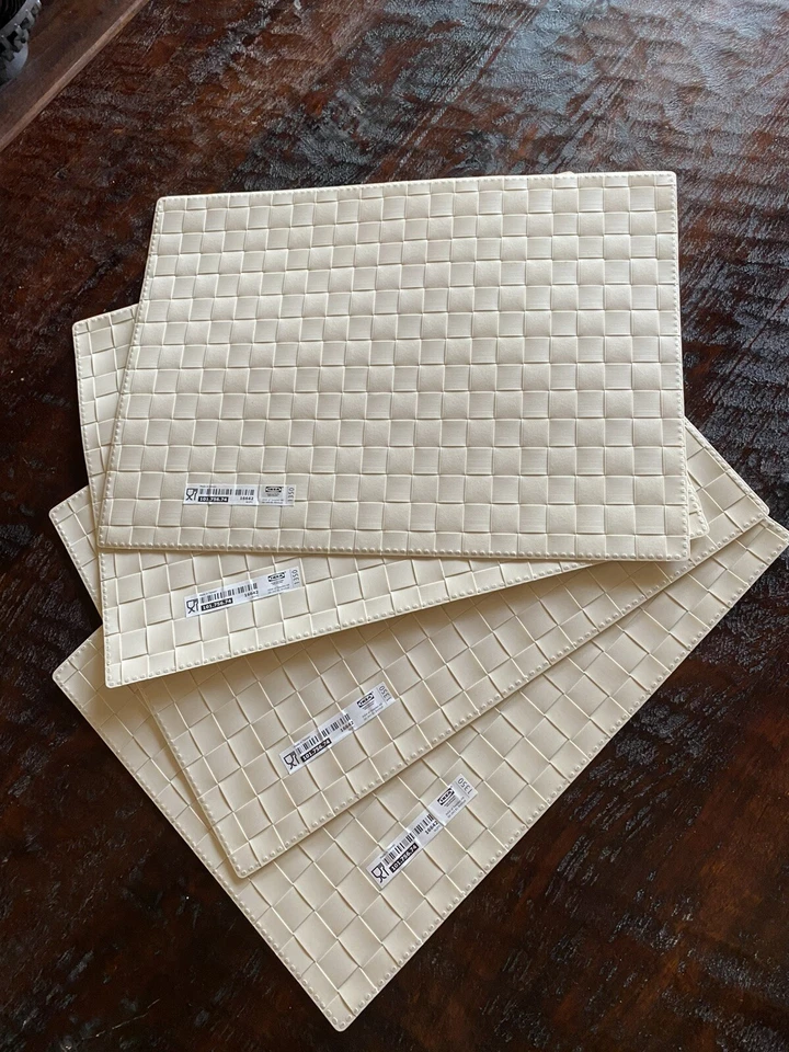 NEW SET OF 4 IKEA RECTANGLE IVORY CREAM WOVEN PLACEMATS 101.756.74 - Image 2 of 4