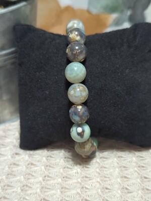 10mm Fire Agate 9.5'' Length  Bead Bracelet Unisex Gemstone Stretch Handmade 