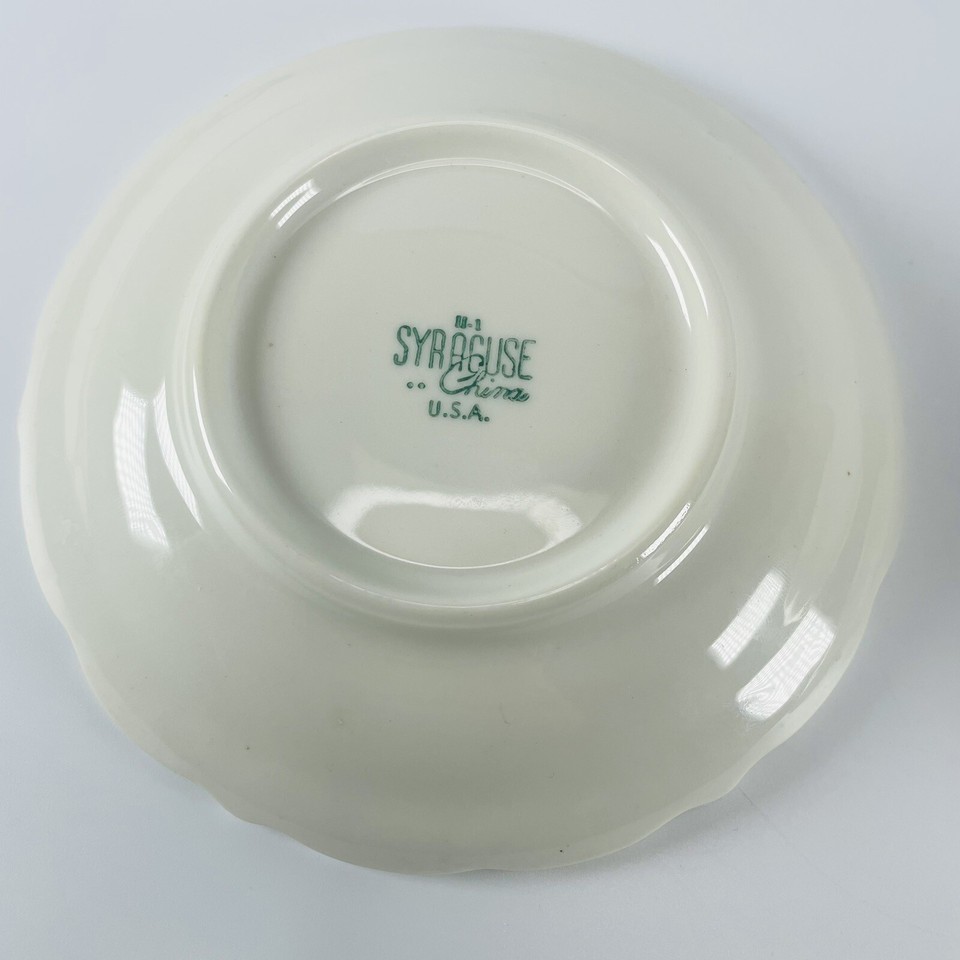 3 VTG Green Red Floral Syracuse China Restaurant Ware Saucers Plates
