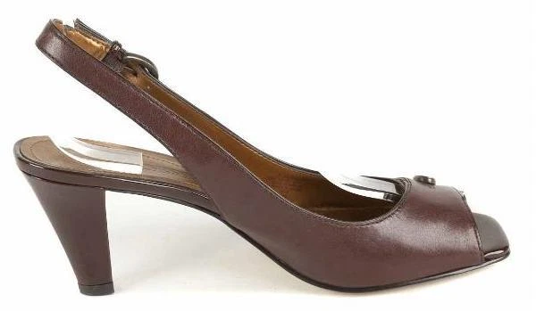 Nuevo Zapato CIRCA JOAN & DAVID Mujer Cuero Marrón Tacón Eslinga Punta abierta Talla 7 M Foto 2 de 3