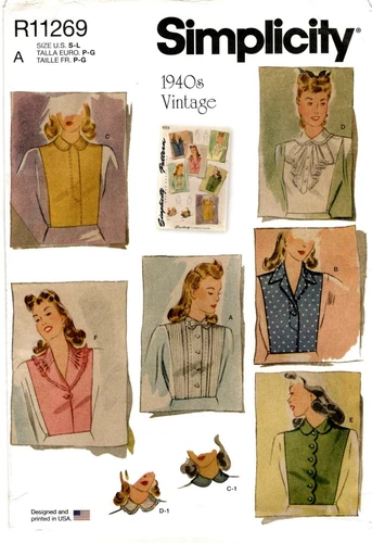 Simplicity R11269 Retro 1940's Misses Dickey Set Sewing Pattern Uncut