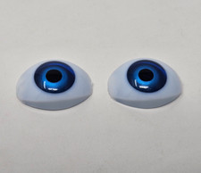 Pair of VTG Zims 13mm Iris Realistic Blue Oval Plastic Human Doll Eyes Crafts
