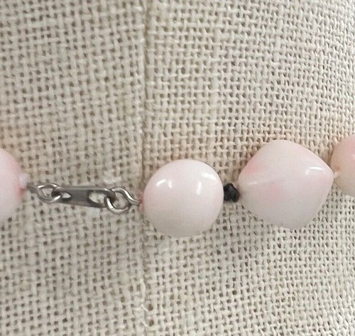 "Collar vintage rosa redondo con cuentas oblongas 11"" clásico anudado retro pastel" - Imagen 3 de 7