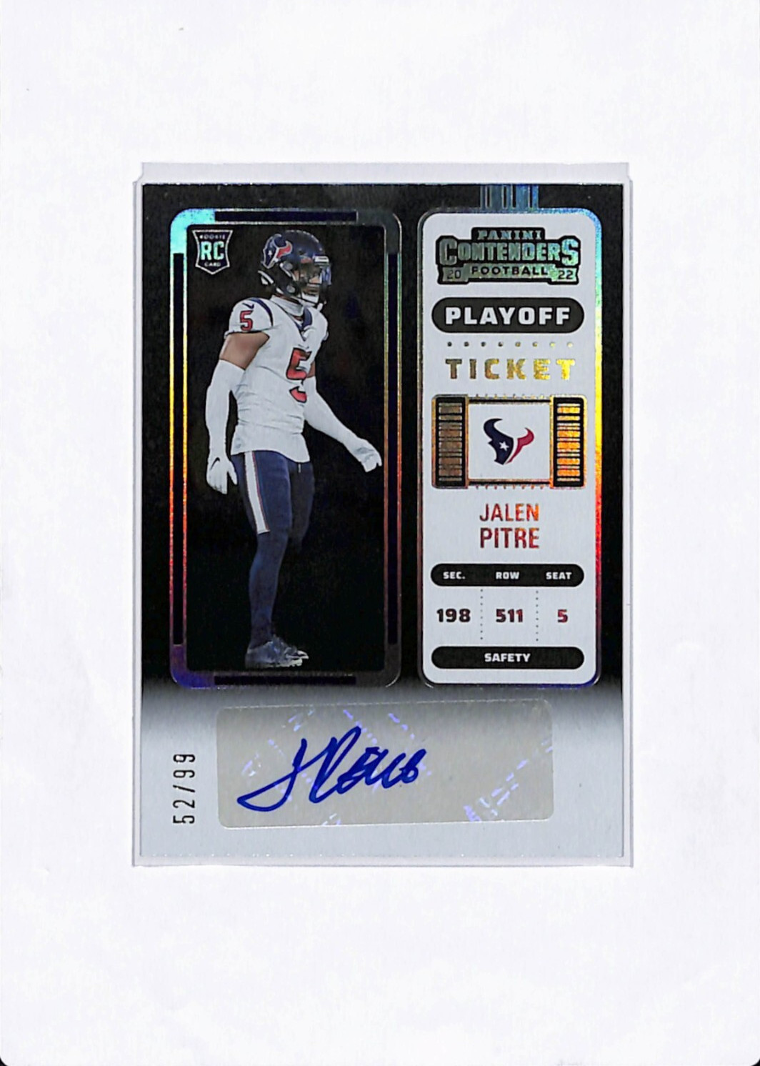 2022 Panini Contenders Rookie Ticket Jalen Pitre #164 Playoff Rookie Auto /99 RC
