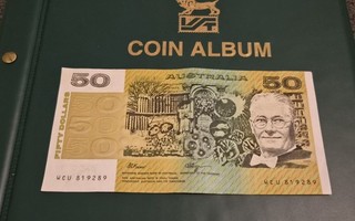 Australia 1990 $50 Paper Banknote Fraser Higgins WCU 819289 Vintage Collectible