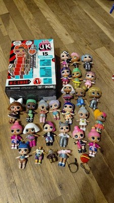 Lot of used LOL dolls plus new in box LOL J.K. M.C.Swag