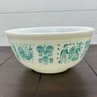 Vintage PYREX Amish Butterprint Turquoise Mixing Bowl White 2.5qt