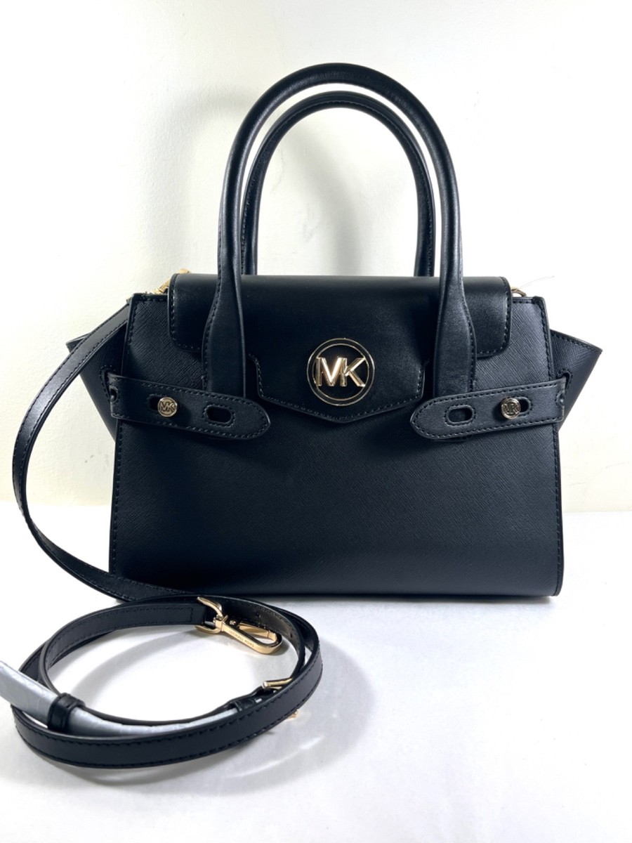 Michael Kors Carmen Medium Faux Leather Belted Satchel - Black for