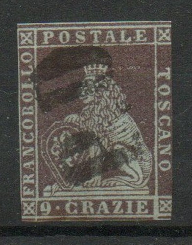 1851 TOSCANA N.8b BRUNO VIOLACEO SU AZZURRO USATO RR