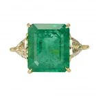 Art Deco Antique 5.40 Ct Natural Green Emerald Vintage Ring 14K Yellow Gold FN