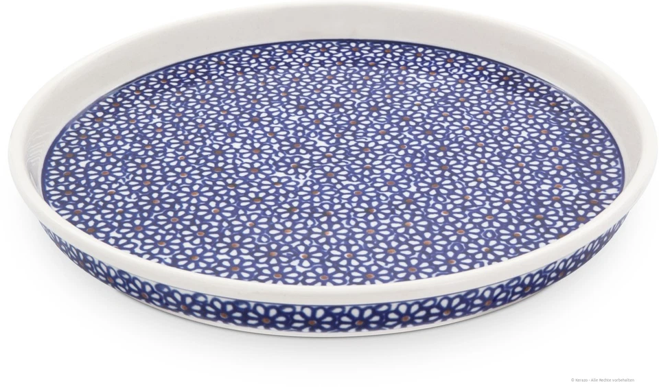 Original Bunzlauer Keramik Telller flach mit 2,5 cm Rand, Ø 24,5 cm, Dekor 120