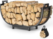 Firewood Rack 24 Inch Indoor Fireplace Log Holder W/ Carrier Thickened Metal