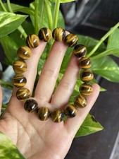 Natural Tiger's Eye Bead Bracelet - 12mm Gemstone for Protection  Confidence