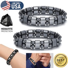 Magnetic Hematite Bracelet Pain Relief Powerfull Elastic Therapy Arthritis USA