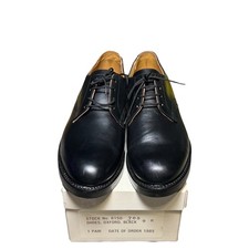 1985 Black Leather Military Oxford Shoes 9 E Biltrite Sole Steel Toe Canada Made