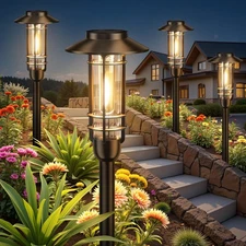 6 Pack Solar Pathway Lights Outdoor Upgraded Bright Solar Powered Garden Lig