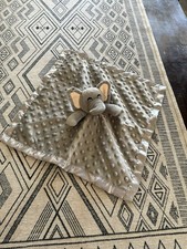 Gray Elephant Plush Lovey Baby Security Blanket Minky Dots Satin Trim Gole