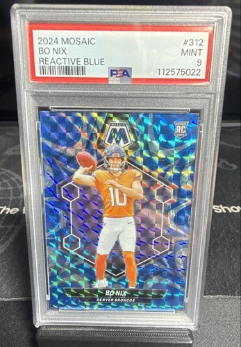 2024 Panini Mosaic - Rookies Bo Nix #312 Reactive Blue Mosaic Prizm (RC)
