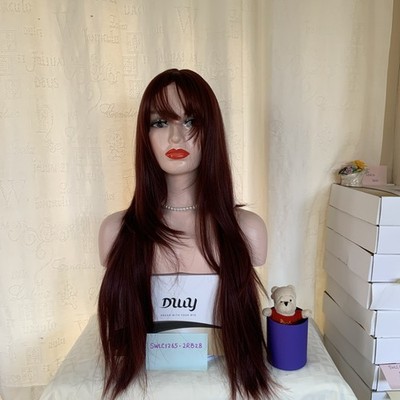 NEU DWY SWLC1265-2RB28 glatte gerade burgund/weinrot mit Pony Synthetik Perücke
