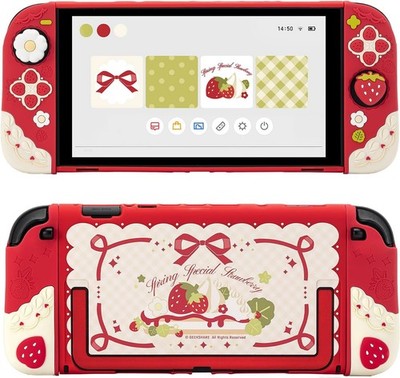 GeekShare Strawberries with Cream Case Compatible with Switch 2, Slim Separable