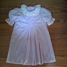 5t Vtg Homemade Dress lace Purple White Polkadots Zipper