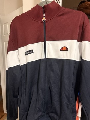Ellesse Caprini Men's Retro Track Jacket Burgundy/Navy/White SHR02980 Sz M NwoT