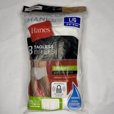 Hanes 2252P3 Men's Regular Full Rise Brief 3 pair Large 36 - 38 White