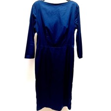 USED 【SIZE 42】PRADA TRIANGLE PLATE DRESS, NAVY GOOD