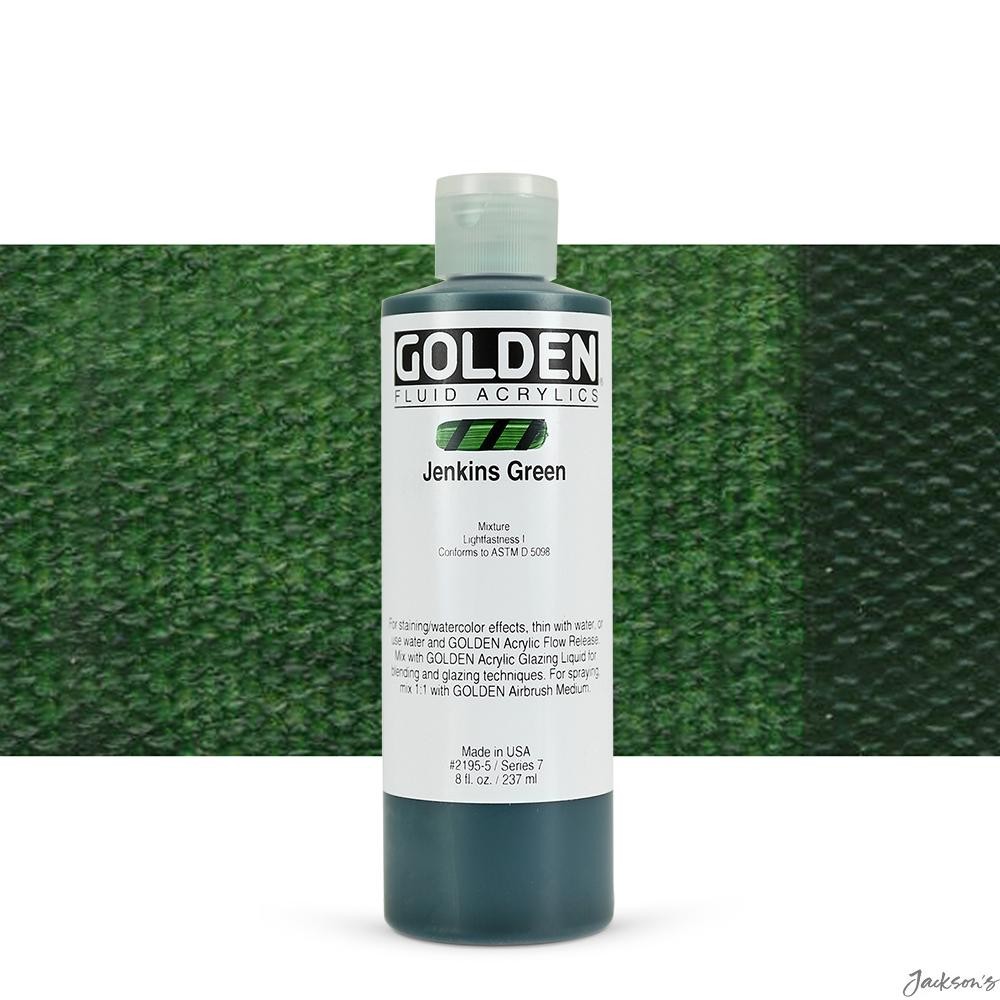 Golden Fluid Acrylic Paint Bottle 237ml Jenkins Green For Painting Staining S...