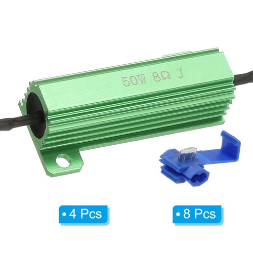 50W 8 Ohm Aluminum Shell Resistor, 4Pcs Housing Resistor with Clips, Green - Imagen 3 de 6