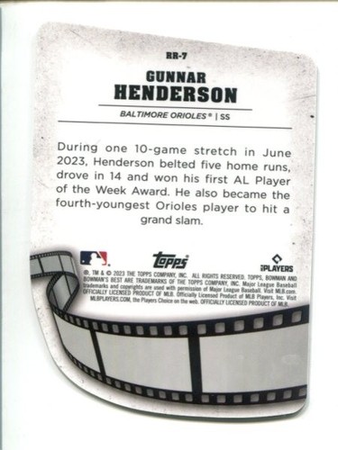 2023 Bowman's Best - Fustelle da bobina a bobina #RR-7 Gunnar Henderson ⚾ RC - Foto 2 di 3