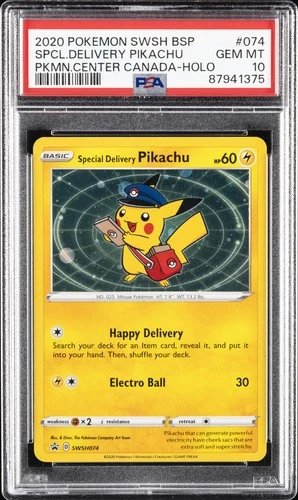 2020 POKEMON SWSH BLACK STAR PROMO #074 SPECIAL DELIVERY PIKACHU-HOLO PSA 10