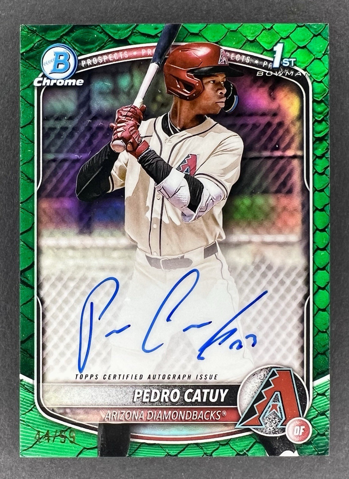 2025 Bowman Chrome CPA-PC Pedro Catuy 1st Bowman Green Reptilian Autograph 44/99