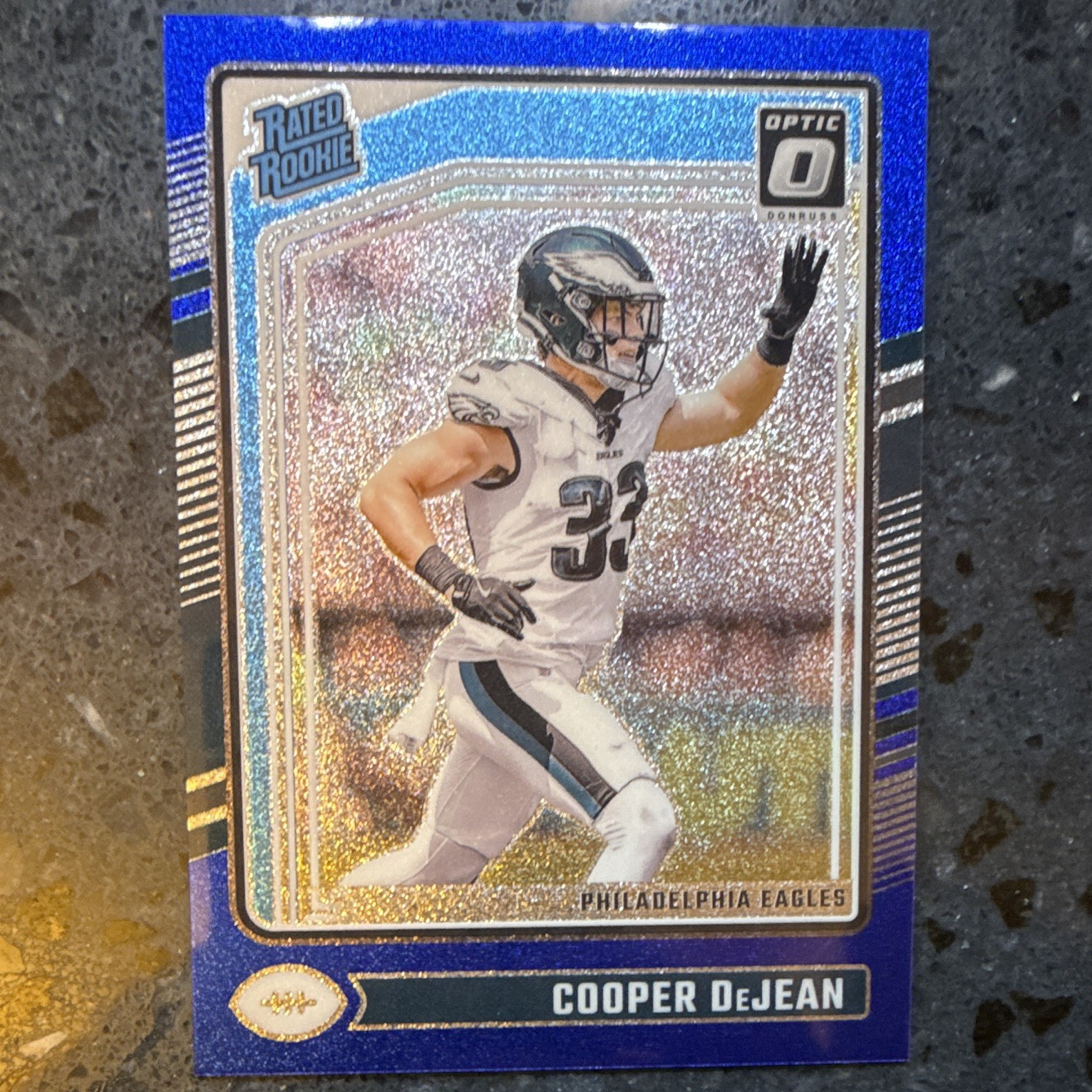 Panini Donruss Optic 2024 Rated Rookie Cooper DeJean Eagles #221 Blue Glitter