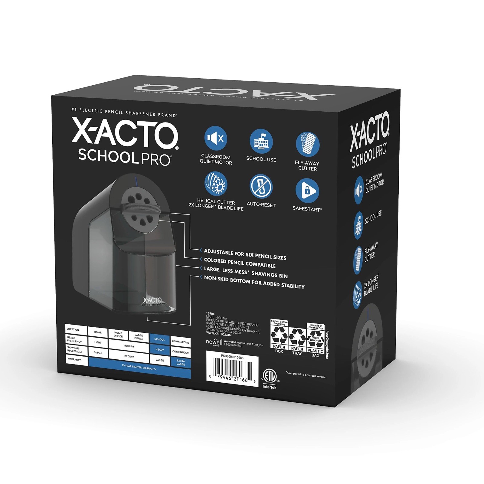 BRAND NEW X-ACTO PENCIL SHARPENER, SCHOOLPRO ELECTRIC HEAVY DUTY  - BLACK