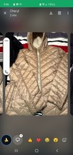 Women's Beige Quilted Puffer Jacket, Hooded Full Zip, Short Length