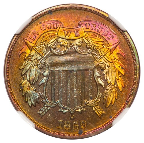 1869 Two Cent Piece 2C NGC PR63RB