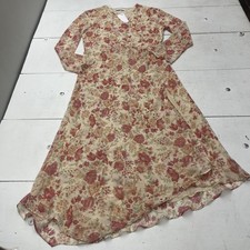 Mango Dress Womens 10 Multicolor Floral Wrap Maxi Long Sleeve Chiffon Belted