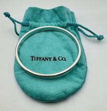 Authentic Tiffany & Co 1837 SolidSterling Silver 7mm Bangle Bracelet W/ Pouch