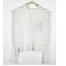 Stevie May Last Night Top White High Neck Sheer Victorian Cottagecore Medium