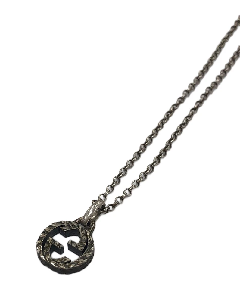 GUCCI Collana Ciondolo Incastro Argento Accessorio Donna Autentico - Immagine 2 di 4