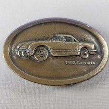 Corvette 1953 Brass Belt Buckle Chevy Chevrolet Vintage